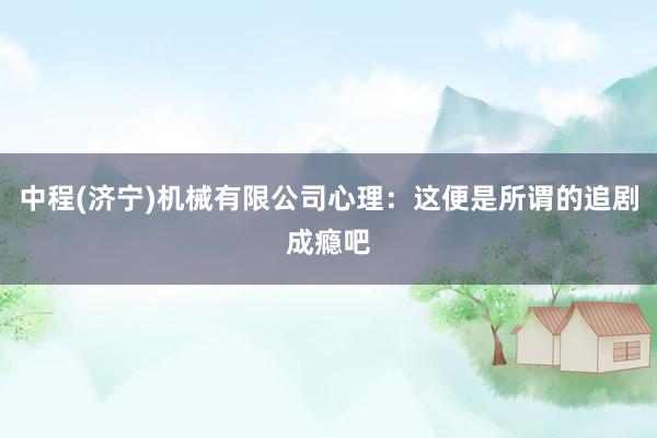 中程(济宁)机械有限公司心理：这便是所谓的追剧成瘾吧